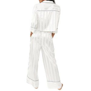 Free People Pajama Party 2pc PJ Sleep Set Satin Ivory